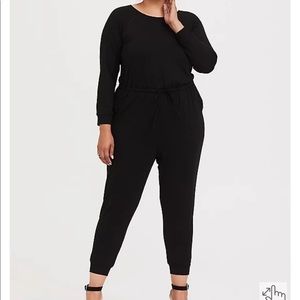 NWT Torrid 0/12 - Black, French Terry tie-waist jumpsuit